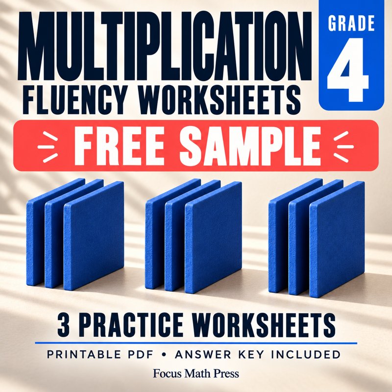 Grade 4 Multiplication Fluency Worksheets – FREE Sample | No Prep Daily Practice cover