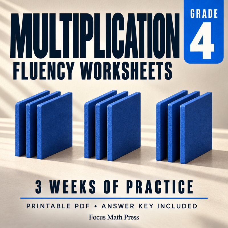 4th Grade Multiplication Fluency Worksheets | 3 Weeks No Prep Printable Practice cover