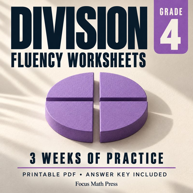 4th Grade Division Fluency Worksheets | 3 Weeks No Prep Printable Practice cover