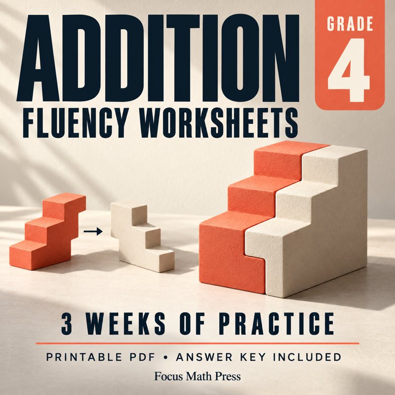 4th Grade Addition Fluency Worksheets | 3 Weeks No Prep Printable Practice cover