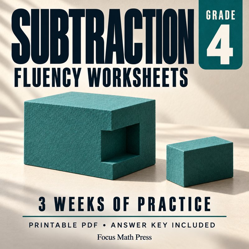 4th Grade Subtraction Fluency Worksheets | 3 Weeks No Prep Printable Practice cover