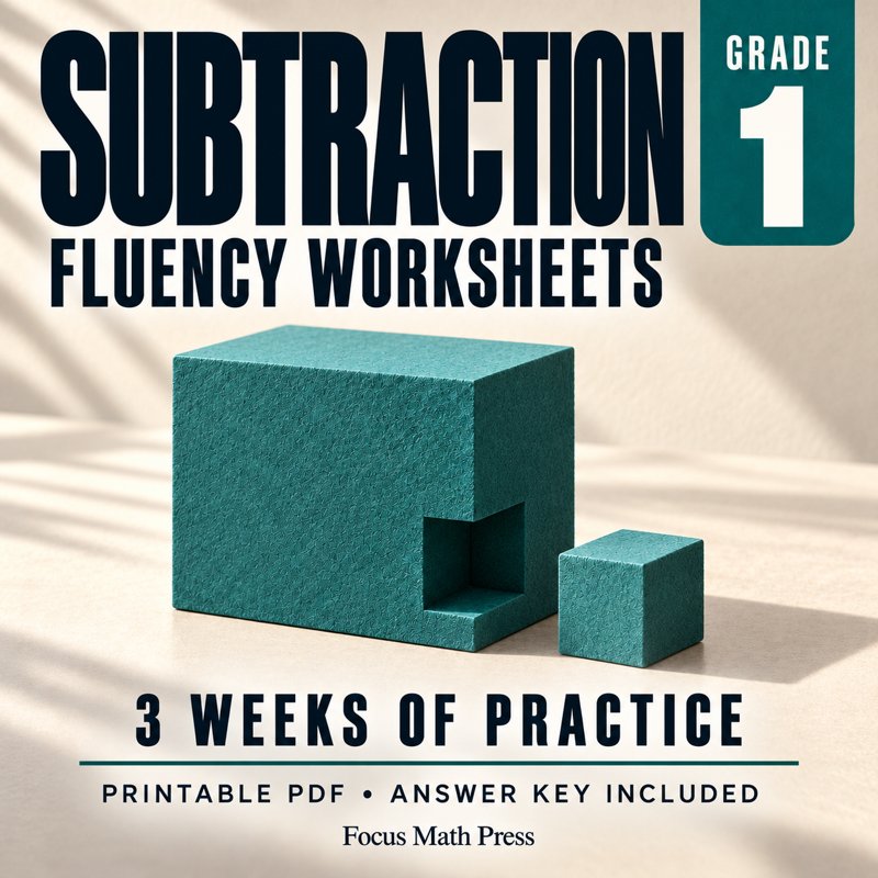 1st Grade Subtraction Fluency Worksheets | 3 Weeks No Prep Printable cover