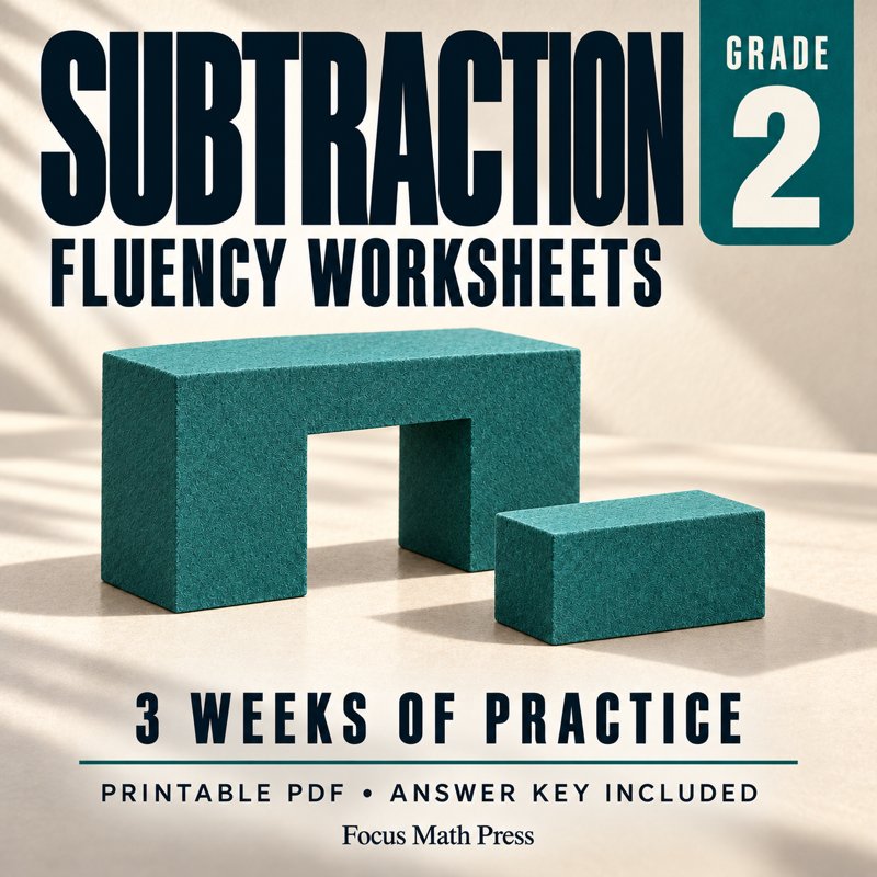 2nd Grade Subtraction Fluency Worksheets | 3 Weeks No Prep Printable Practice cover