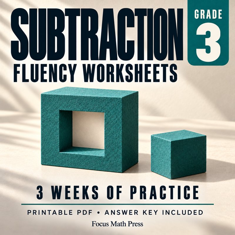3rd Grade Subtraction Fluency Worksheets | 3 Weeks No Prep Printable Practice cover