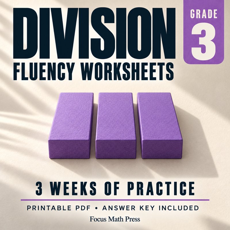 3rd Grade Division Fluency Worksheets | 3 Weeks No Prep Printable Practice cover