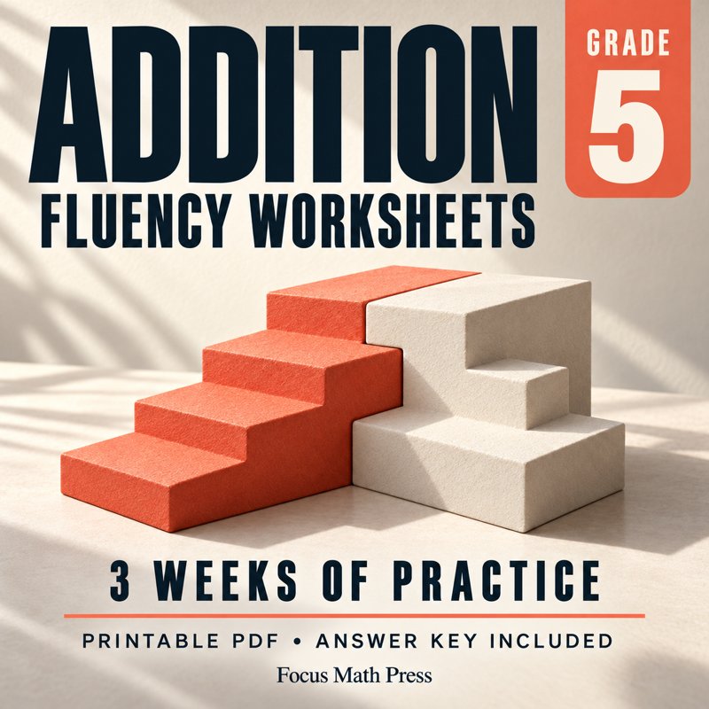5th Grade Addition Fluency Worksheets | 3 Weeks No Prep Printable Practice cover
