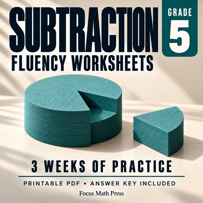 5th Grade Subtraction Fluency Worksheets | 3 Weeks No Prep Printable Practice cover