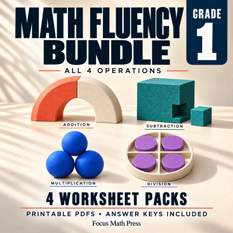 1st Grade Math Fluency Bundle | No Prep Worksheets | All 4 Operations cover