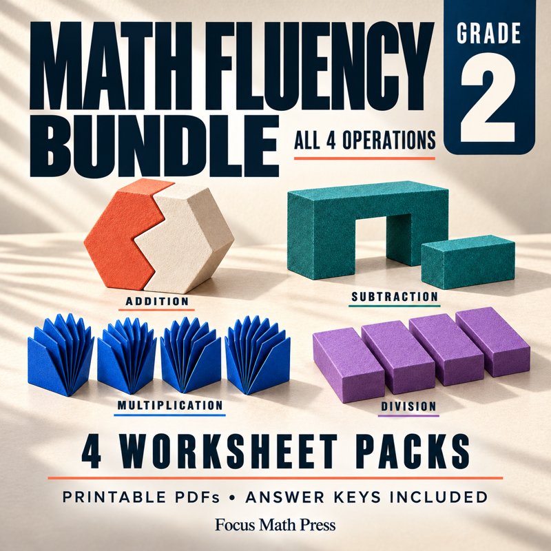 2nd Grade Math Fluency Bundle | No Prep Worksheets | All 4 Operations cover