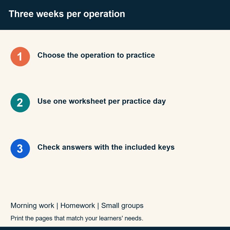 Actual preview from 2nd Grade Math Fluency Bundle | No Prep Worksheets | All 4 Operations