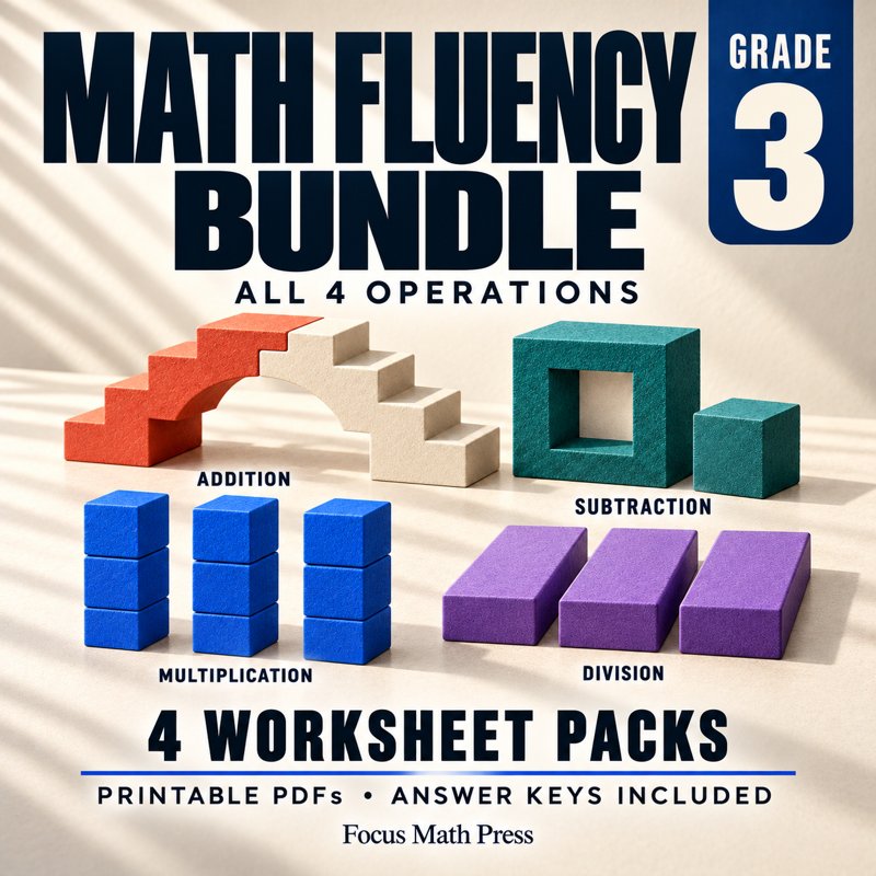 3rd Grade Math Fluency Bundle | No Prep Worksheets | All 4 Operations cover