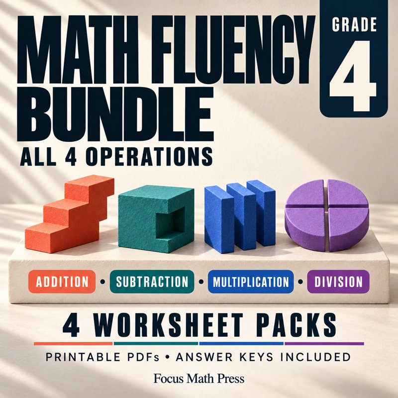4th Grade Math Fluency Bundle | No Prep Worksheets | All 4 Operations cover