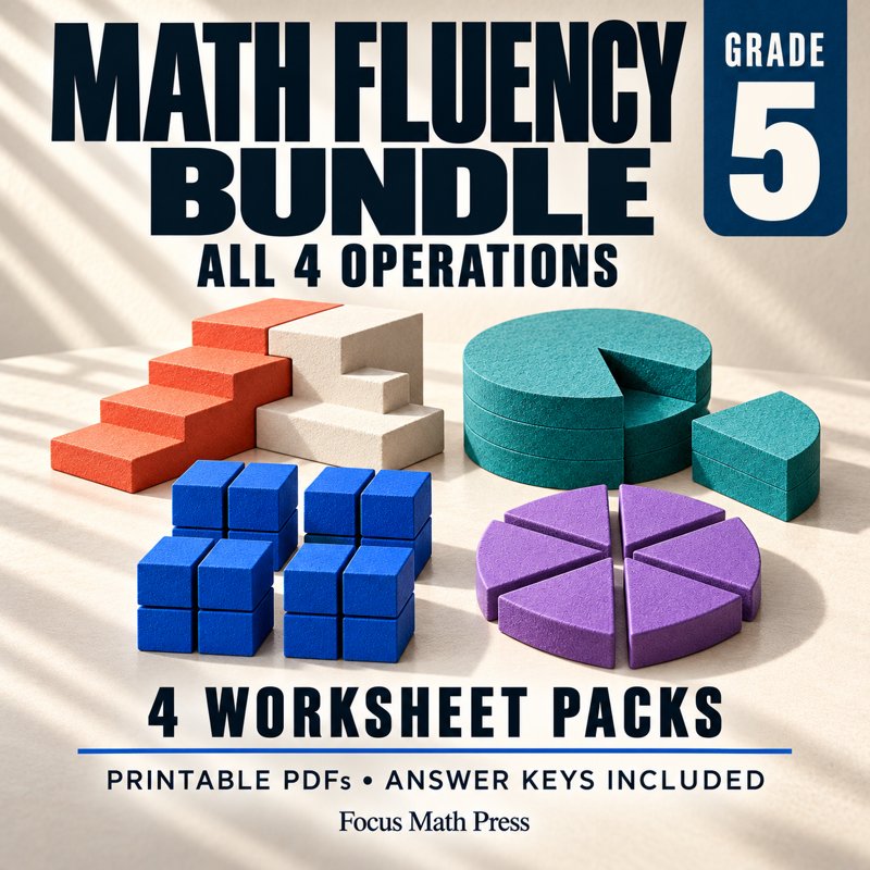 5th Grade Math Fluency Bundle | No Prep Worksheets | All 4 Operations cover