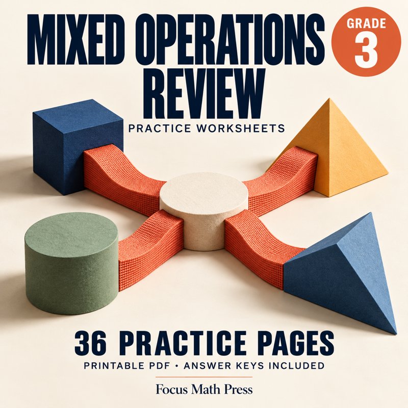 3rd Grade Mixed Operations Review Worksheets | Answer Keys cover