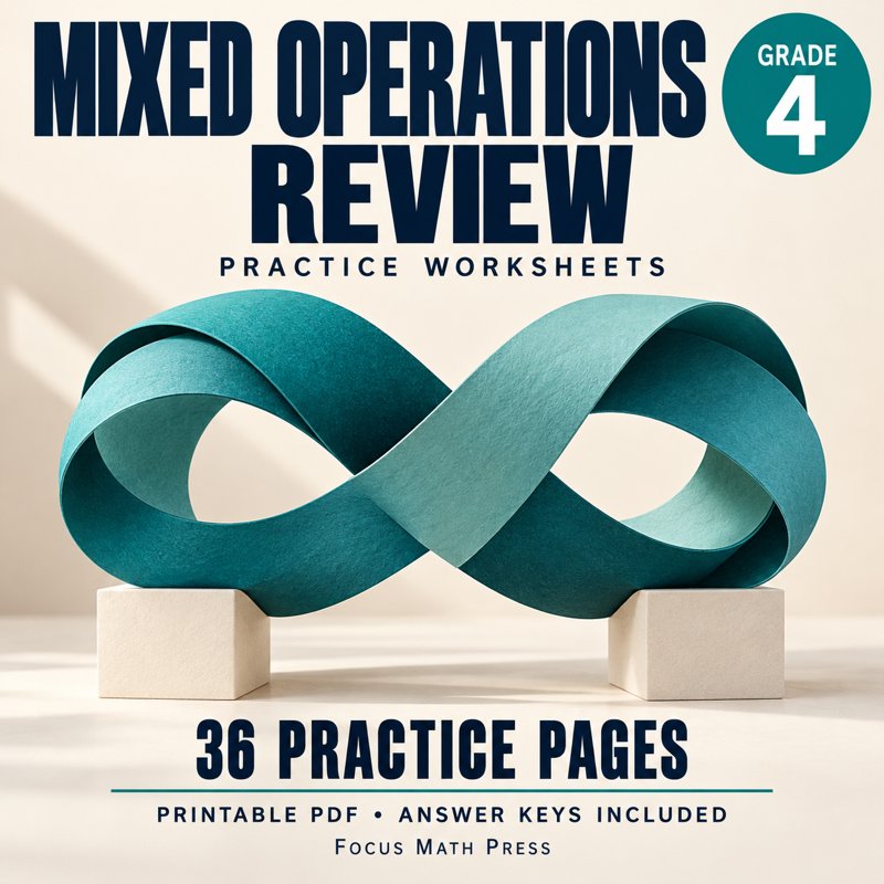 4th Grade Mixed Operations Review Worksheets | Answer Keys cover