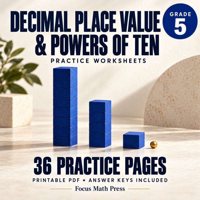 5th Grade Decimal Place Value & Powers of Ten Worksheets | Answer Keys cover