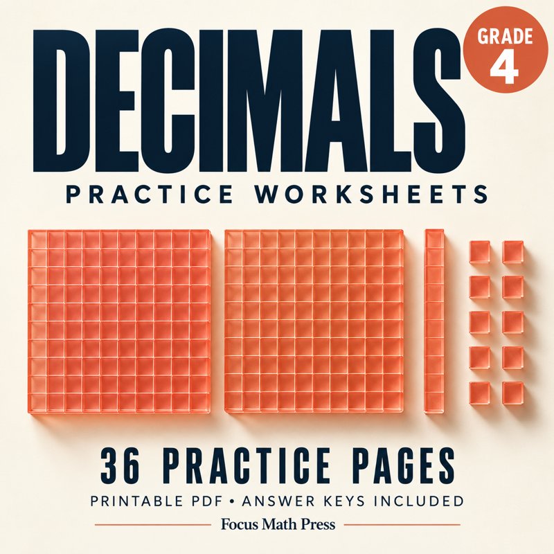 4th Grade Decimals Worksheets | Answer Keys cover
