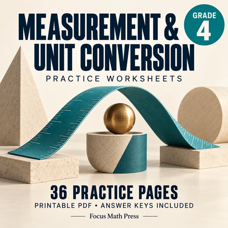 4th Grade Measurement & Unit Conversion Worksheets | Answer Keys cover