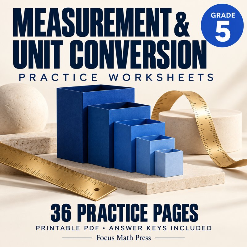 5th Grade Measurement & Unit Conversion Worksheets | Answer Keys cover