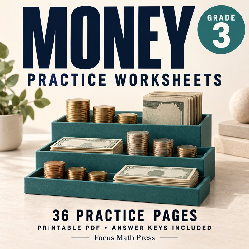 3rd Grade Money Worksheets | Answer Keys cover