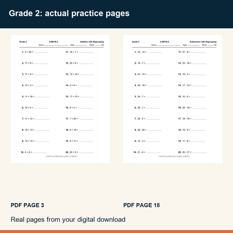 Actual preview from 2nd Grade Math Intervention Worksheets | Answer Keys