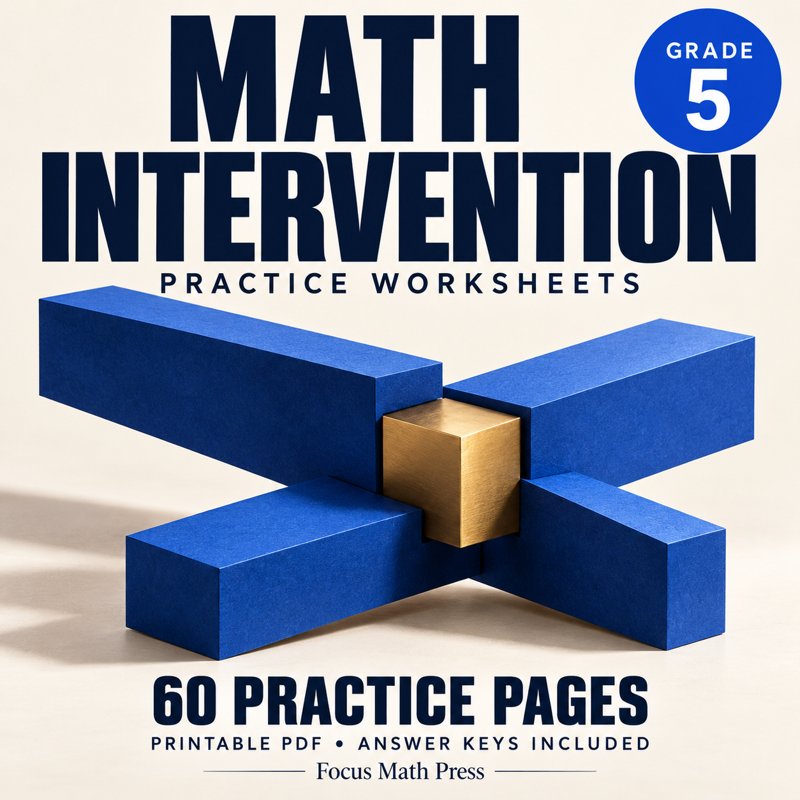 5th Grade Math Intervention Worksheets | Answer Keys cover