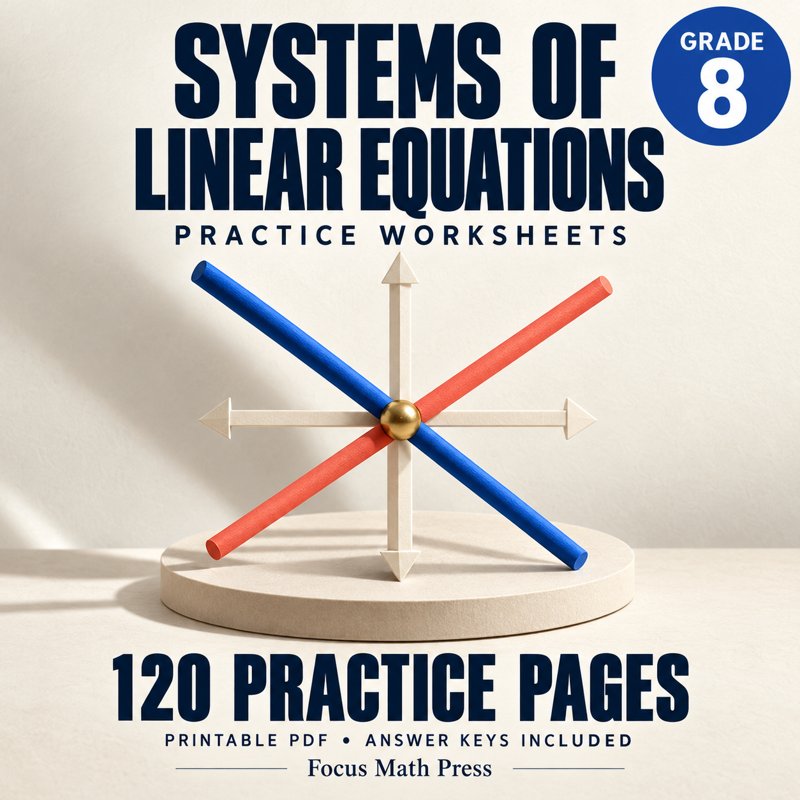 8th Grade Systems of Linear Equations Worksheets | Answer Keys cover